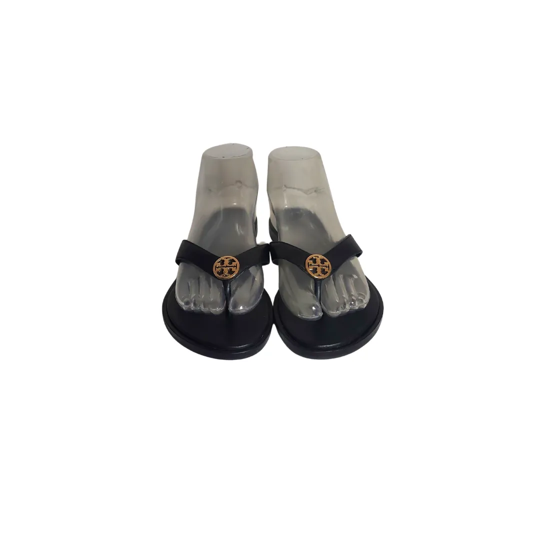 Tory Burch Black Leather 'Benton' Thong Sandals | Gently used |