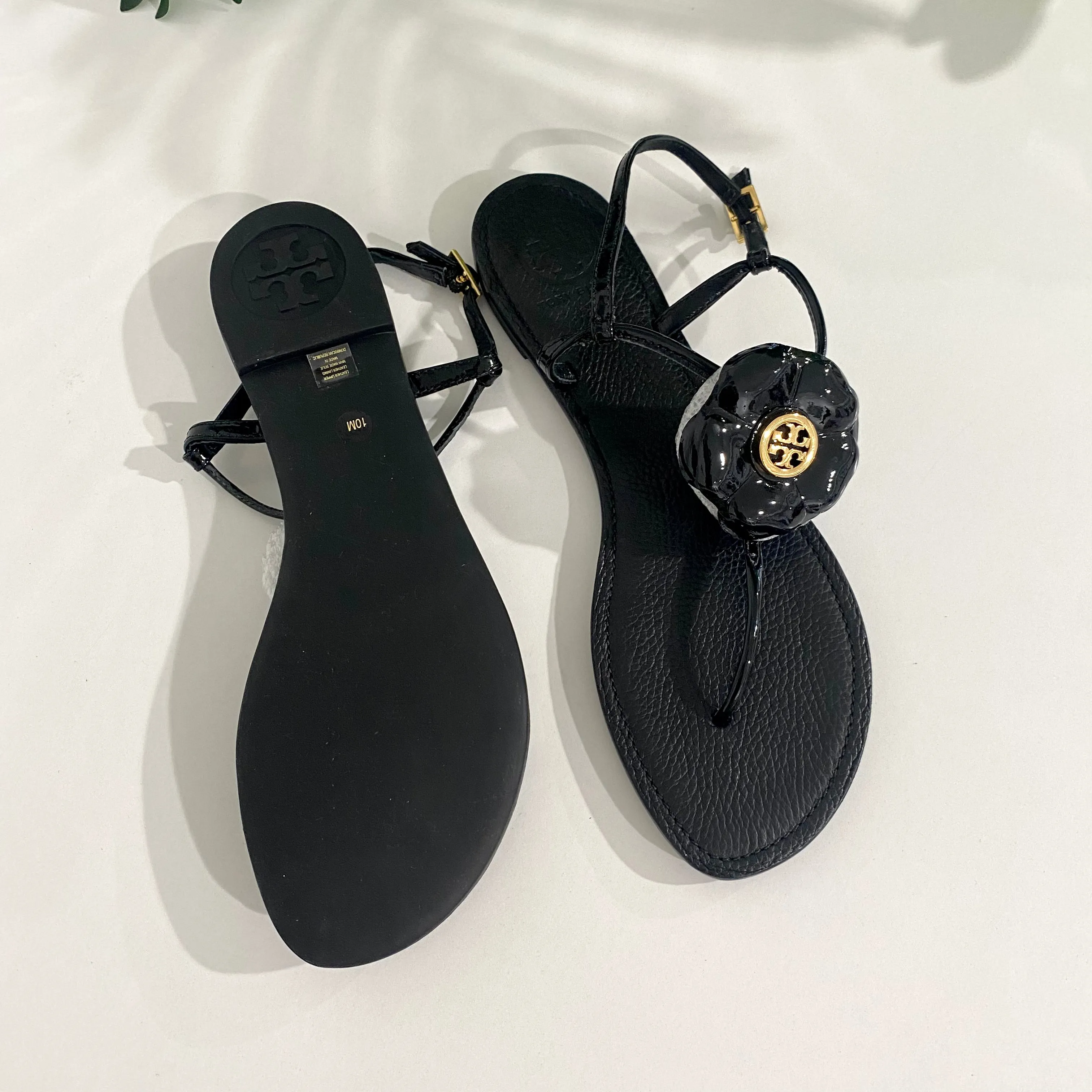 Tory Burch Black Shelby Flower Sandals