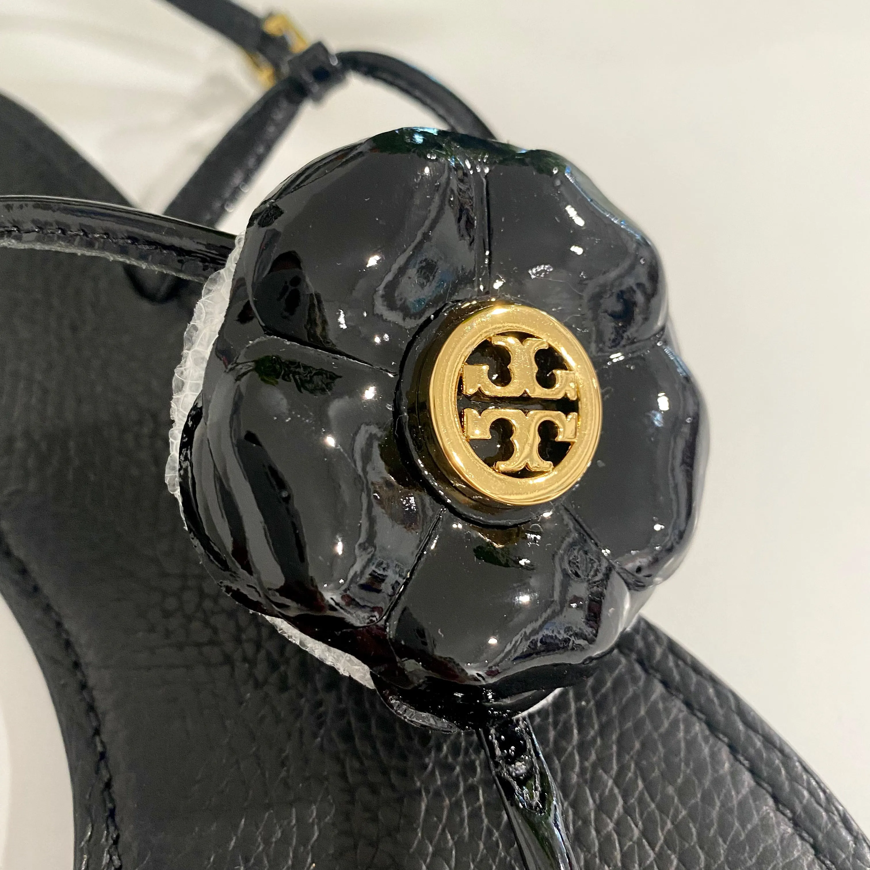 Tory Burch Black Shelby Flower Sandals