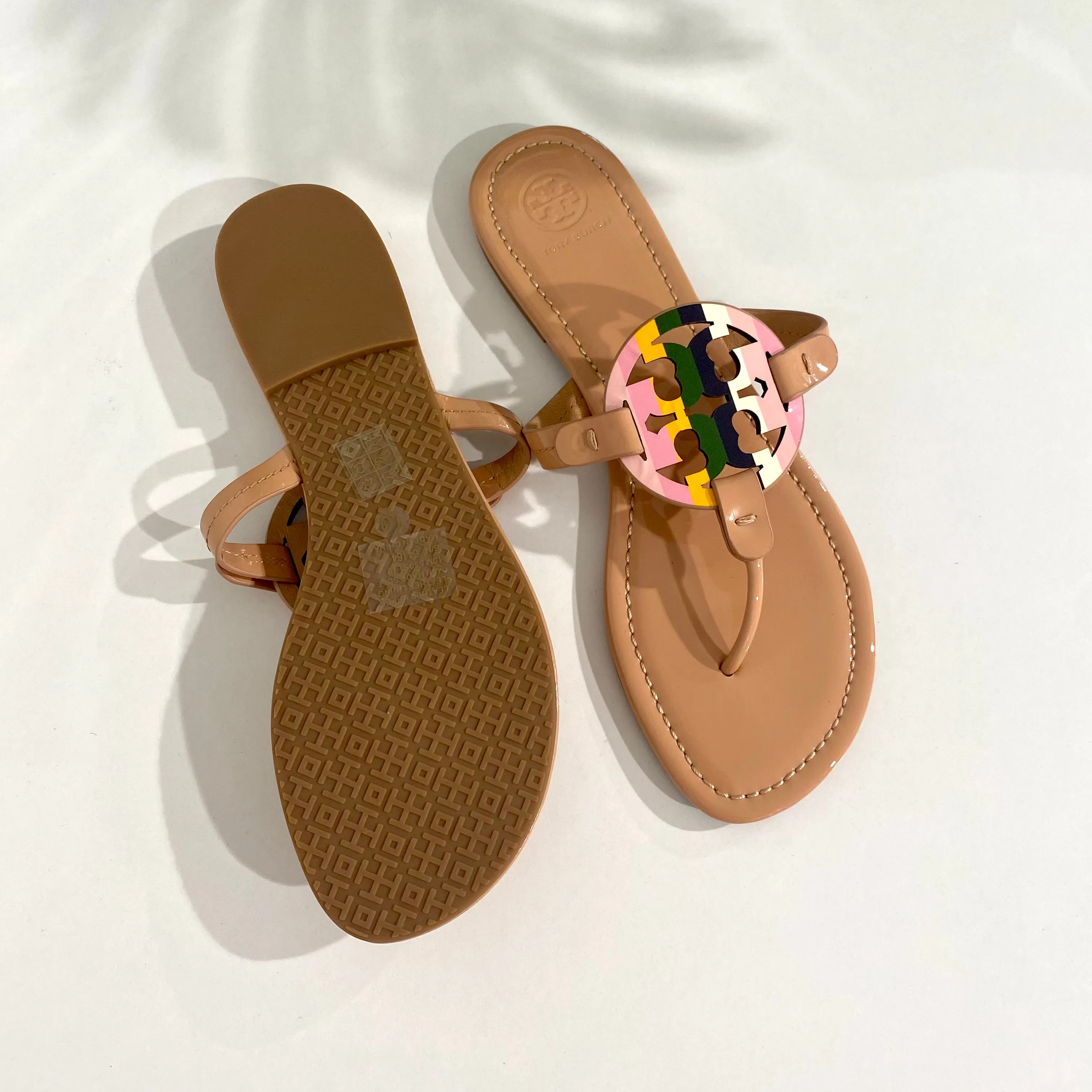 Tory Burch Nude & Pastel Rainbow Miller Sandals