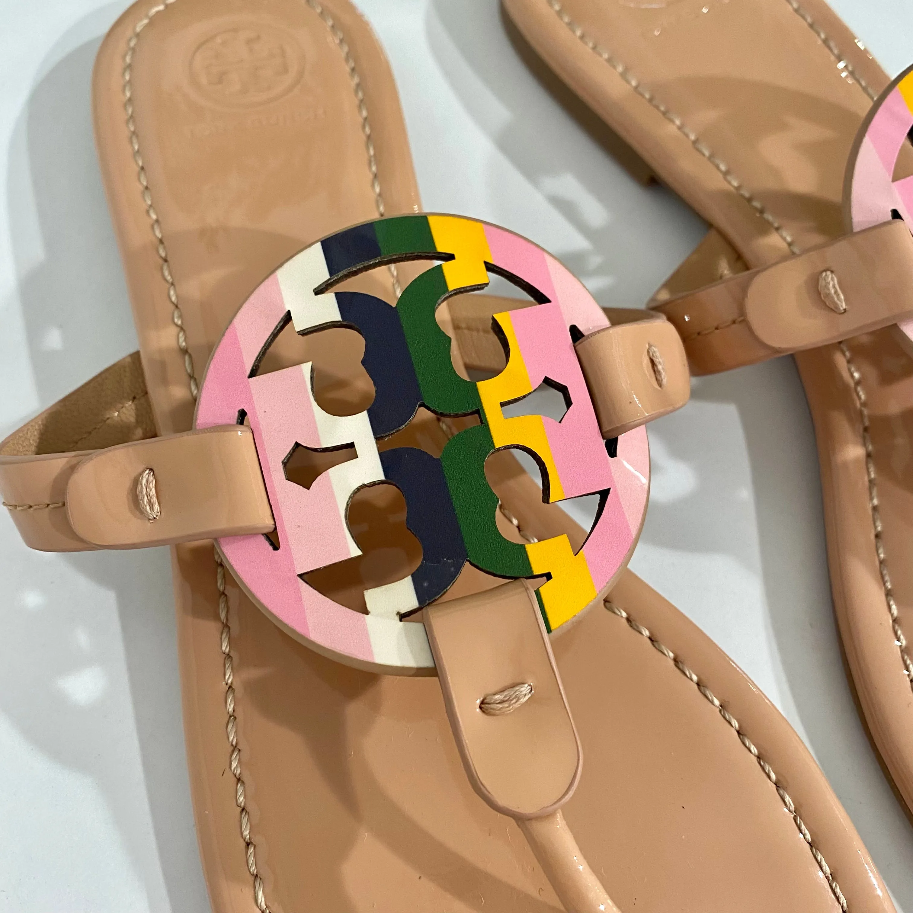 Tory Burch Nude & Pastel Rainbow Miller Sandals