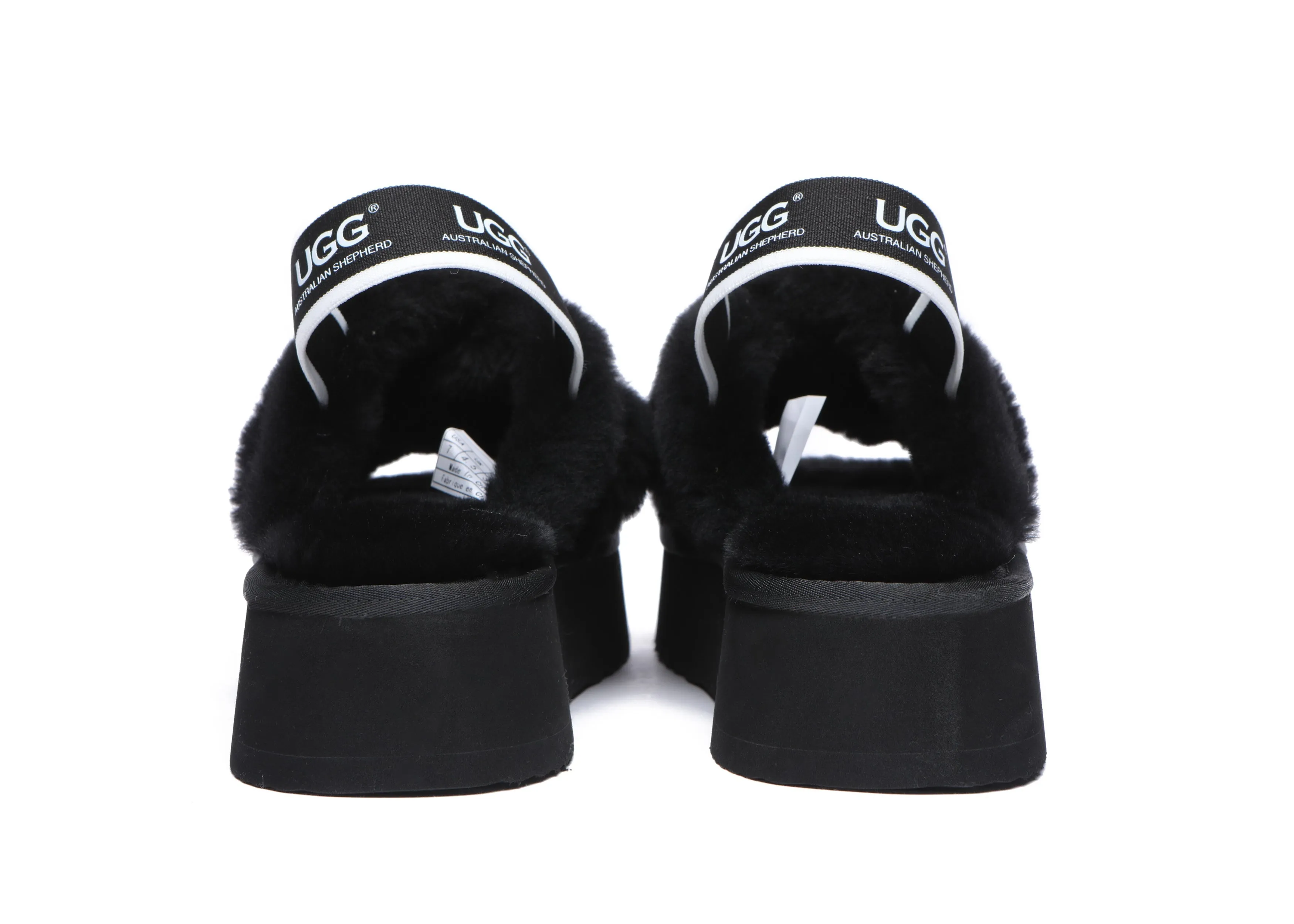 UGG Australian Shepherd Ugg Women High Platform Cross-Over Fluffy Slides Aditi