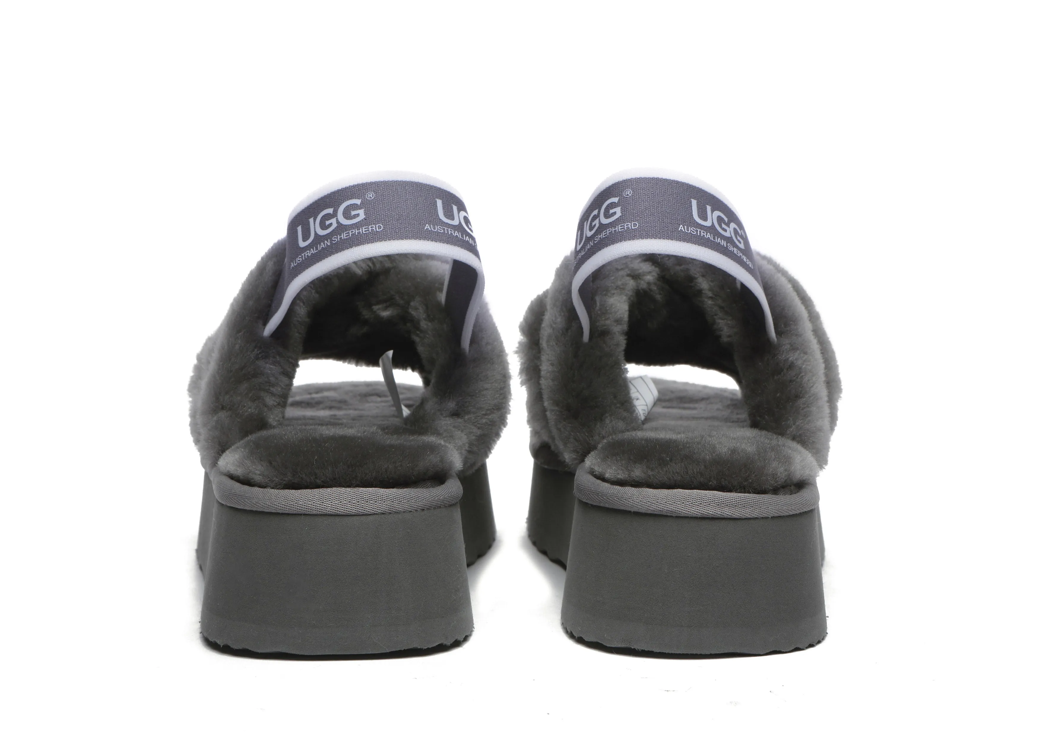 UGG Australian Shepherd Ugg Women High Platform Cross-Over Fluffy Slides Aditi