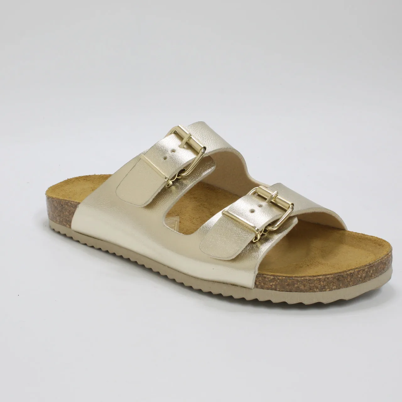 Womens Office Seville Double Buckle Sandals Gold